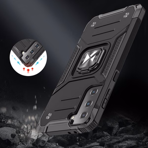 Wozinsky Ring Armor Tough Hybrid dėklas telefonui Samsung Galaxy S22 mėlynos spalvos su magnetiniu laikikliu