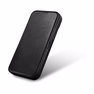 iCarer CE Oil Wax Premium odinis folio dėklas iPhone 14 Plus Magnetinis atverčiamas dėklas su MagSafe Juodas (AKI14220707-BK)
