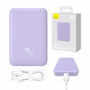 Maitinimo baterija "Baseus Magnetic Mini" 10000 mAh, USB-C 20W MagSafe (violetinė)