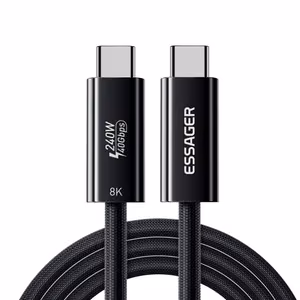 USB Laidas Essager Thunder juodas Thunderbolt 4 Full Function 180cm