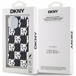 DKNY IML languotas mono raštas dėklas telefonui iPhone 15 Plus / 14 Plus - juodas
