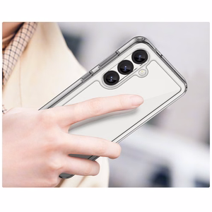 Kosminis dėklas su gelio rėmu Samsung Galaxy S25 - skaidrus juodas