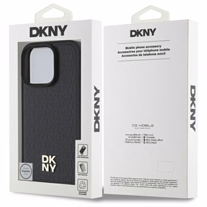 DKNY pasikartojančio rašto logotipo magnetinis dėklas telefonui iPhone 16 Pro - juodas