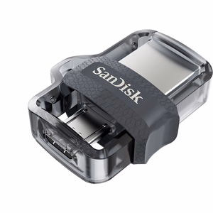 Sandisk Ultra Dual m3.0 USB atmintukas 64 GB USB Type-A / Micro-USB 3.2 Gen 1 (3.1 Gen 1) Juoda, Sidabras, Permatomas