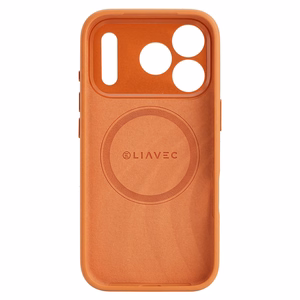 Liavec Silk Shield dėklas su metaliniu kameros rėmeliu, skirtas Iphone 17 Pro Max oranžinis