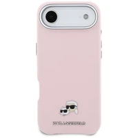 Karl Lagerfeld Karl & Choupette Head Pins Saffiano MagSafe iPhone Air Case - Pink