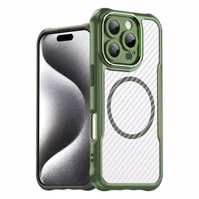 Leading Series Magnetinis silikoninis dėklas telefonui iPhone 16 Pro - žalia