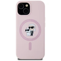 Karl Lagerfeld silikoninis Karl&Choupette Magnetinis dėklas iPhone 15 - rožinis