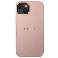 Guess Saffiano dirželis dėklas telefonui iPhone 14 Plus - rožinė