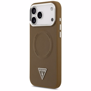 Guess Trikampio logotipo magnetinis dėklas iPhone 17 Pro - rudas
