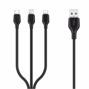 XO laidas NB103 3in1 USB - Lightning + USB-C + microUSB 1,0 m 2,1A, juodas