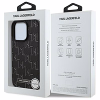 Karl Lagerfeld odinis monogramos metalinio logotipo magnetinis dėklas telefonui iPhone 16 Pro - juodas