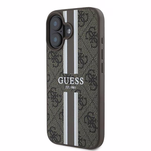Dėklas telefonui Guess 4G Spausdintos juostelės MagSafe iPhone 16 Plus - rudas