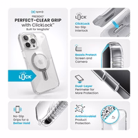 Speck Presidio Perfect-Clear Grip ClickLock & MagSafe - iPhone 16 Pro Max dėklas (Clear / Chrome Finish / Serene sidabrinis)