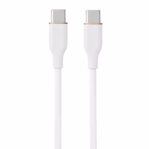 Silikoninis kabelis USB Type-C - Type-C, 60W (baltas, 1m)