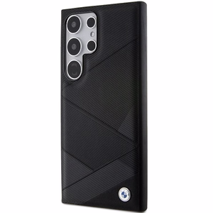 BMW BMHCS24L23RCGPK S24 Ultra S928 чёрный/чёрный жёсткий чехол Signature Leather Crossing Lines Pattern