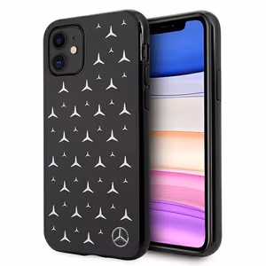 Mercedes Sidabrinių žvaigždžių rašto dėklas iPhone 11 / Xr - juodas