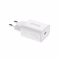 Crong USB-C Travel įkroviklis – USB-C Power Delivery 20W tinklo įkroviklis (baltas)