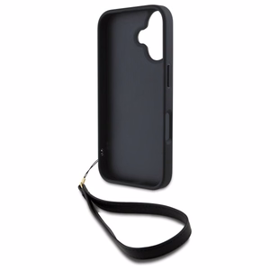 DKNY Wrist Strap Stock Logo dėklas telefonui iPhone 16 - juodas