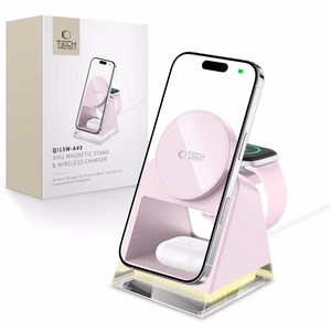 Tech-Protect QI15W-A43 3in1 MagSafe indukcinis įkroviklis - rožinis