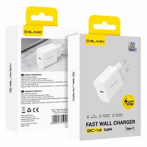 Blavec BC-14 GaN4 30 W USB-C PD/QC maitinimo adapteris, 3 A, baltas