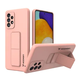 Wozinsky Kickstand Case silikoninis dėklas su stovu Samsung Galaxy A73 rožinis