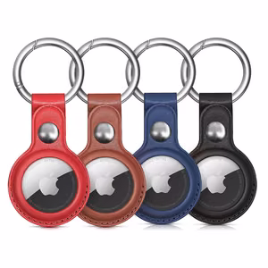 Apple AirTag чехол из экокожи - черный, коричневый, красный, синий - 4 шт.