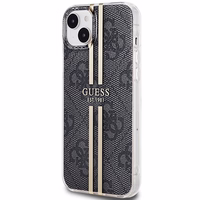Guess IML 4G Gold Stripe dėklas telefonui iPhone 15 Plus / 14 Plus - juodas