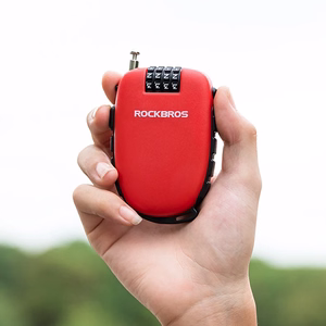 Rockbros 32420981001 dviračio spyna su ištraukiamu laidu, raudona
