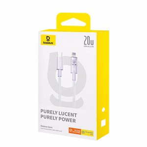 Baseus Gem USB-C ir iP greitojo įkrovimo kabelis 1 m 20 W Violetinė