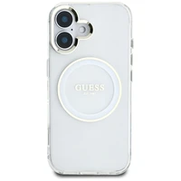 Guess IML Metal Colored Circle Classic Logo Magnetinis dėklas telefonui iPhone 16 - baltas