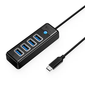 Orico PW4U-C3 USB-C / 4x USB-A 3.0 Hub - juodas