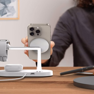 Tech-Protect A12 3in1 MagSafe indukcinis įkroviklis išmaniajam telefonui / ausinėms / išmaniajam laikrodžiui - baltas