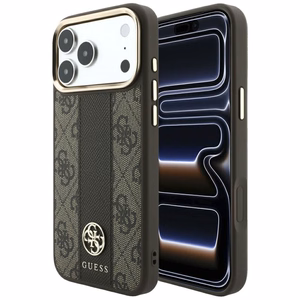 Dėklas, skirtas IPHONE 18 Pro Max/17 Pro Max suderinamas su „MagSafe“ (Stripe Round and Classic Logos 4G) (spalva: ruda)