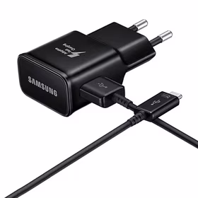 Samsung EP-TA200EBE USB-A 15W sieninis įkroviklis su EP-DR140ABE USB-A - USB-C kabeliu (OOB Bulk - pakaitinė pakuotė) - juodas