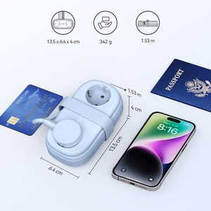 Orico AP3 20W GaN 5in1 maitinimo blokas 2x AC + 2x USB-A + 1x USB-C - mėlynas