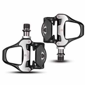 Rockbros LP-RD2BK Shimano SPD-SL plento pedalai su geltonomis plokštelėmis – spalva: juoda ir sidabrinė