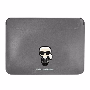 Karl Lagerfeld Saffiano Ikonik Karl dėklas 13-14" nešiojamam kompiuteriui - sidabrinis