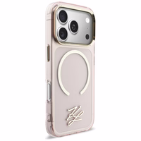 Karl Lagerfeld IML KL Script Logo MagSafe Dėklas for iPhone 17 Pro Max - rožinis