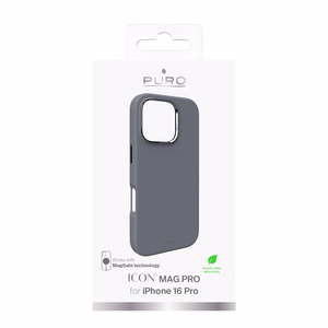Puro Icon Mag Pro MagSafe silikono dėklas iPhone 16 Pro - tamsiai pilkas