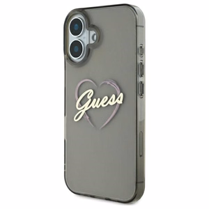 Guess IML Heart dėklas telefonui iPhone 16 Plus - juodas