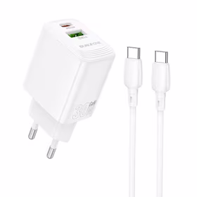 Įkroviklis Borofone BN29 30W USB-C/USB-A + USB-C to USB-C cable 1.0m baltas
