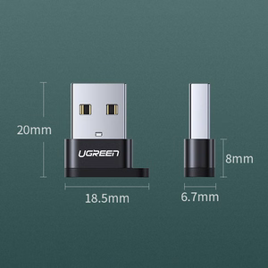 Ugreen US280 50568 USB-C 3.1 (lizdas) / USB-A 2.0 (kištukas) adapteris juodas