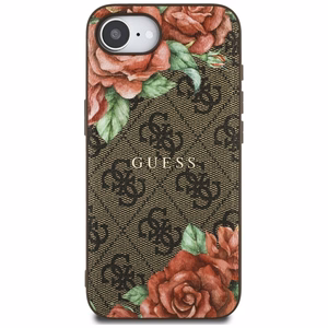 Guess 4G Flowers Print Magnetinis dėklas telefonui iPhone 16e - rudas