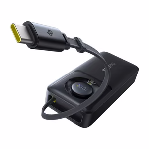 Išorinė baterija Baseus OS Free2Pull 10000 mAh 30W su integruotu USB-C laidu, juoda