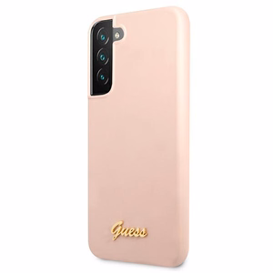 Dėklas telefonui Guess GUHCS22MLSLMGPP S22+ S906 rožinis kietasis dėklas Silikoninis Script Metal Logo