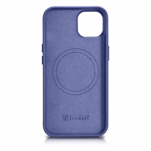 iCarer Dėklas Odinis viršelis natūralios odos iPhone 14 Plus šviesiai violetinis (suderinamas su MagSafe)