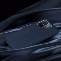 Dux Ducis Skin Pro dėklas Xiaomi Redmi 11A / Poco C55 / Redmi 12C dangtelis su atverčiamu kortelių dėklu mėlynas