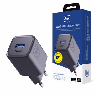 3mk Hyper Charger PD 33W GaN QC4+ PPS AFC FCP SCP 1A1C sieninis įkroviklis - juodas