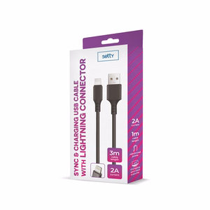 "Setty" kabelis USB - "Lightning" 3,0 m 2A juodas NAUJIENA